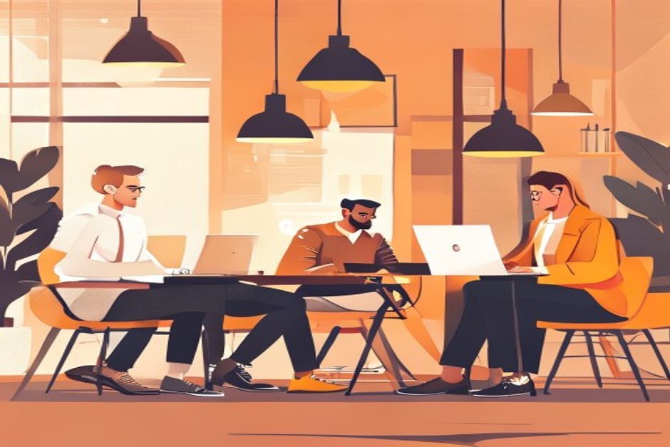 Professionals collaborating at a modern Kansas City workspace